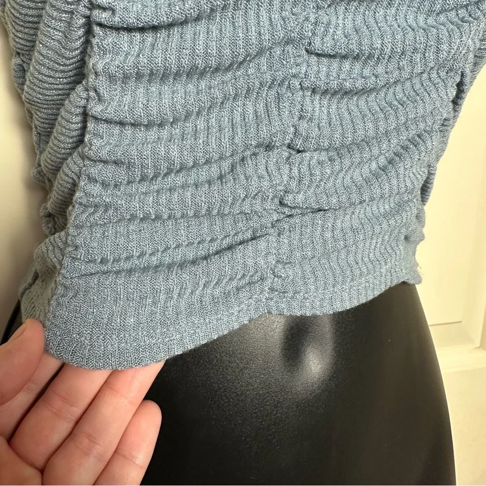 Altar'd State Light Blue Ruched Puff Sleeve Crop Top Small NWT $54.95 - Picture 5 of 11